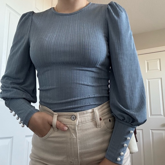 Puff Sleeve Top | Women’s Long Sleeve T Shirt - Picture 1 of 9